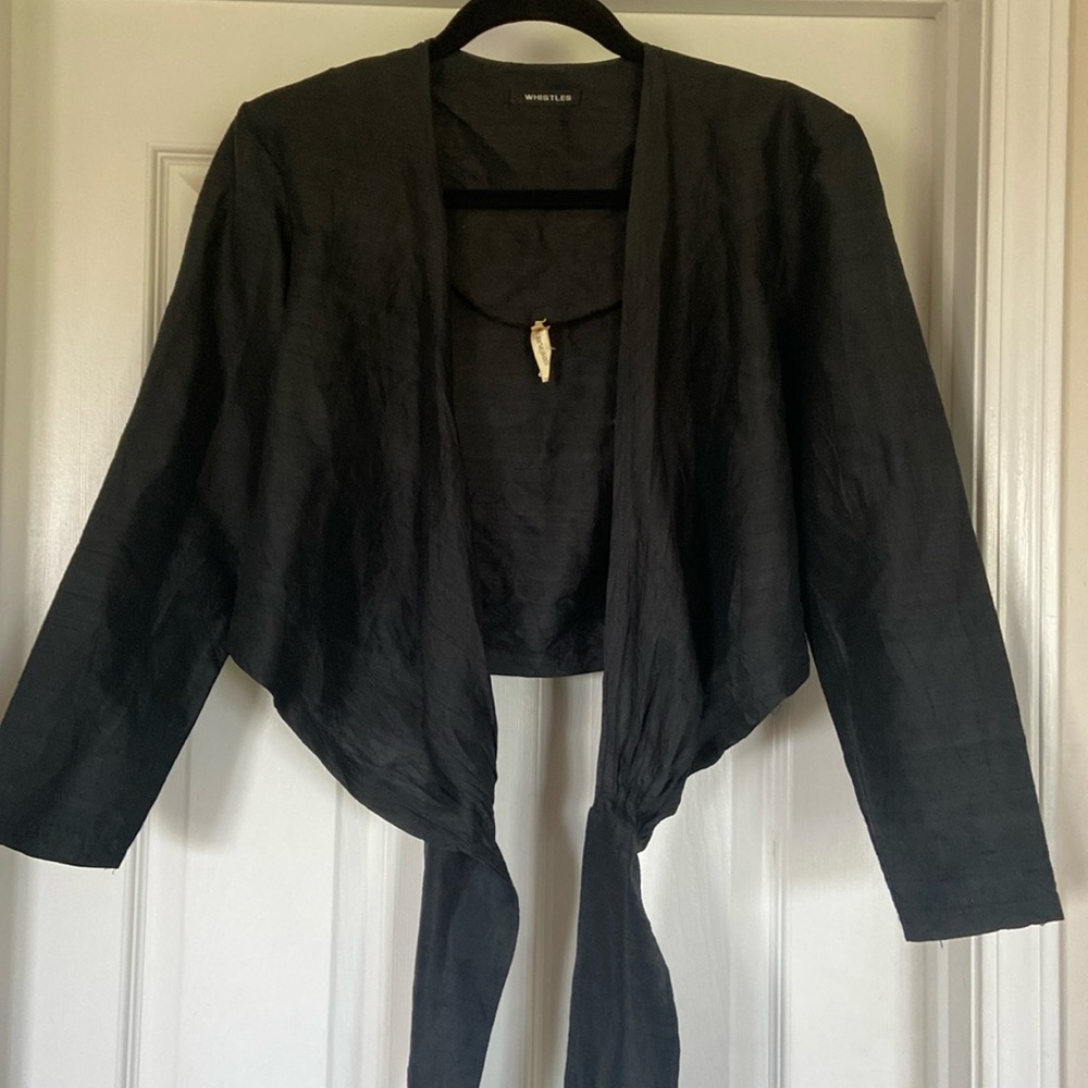 Whistles black silk wraparound top
